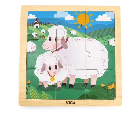 Viga 44622 Puzzle na podkładce 9 elementów - Owca Viga 44622 Puzzle na podkładce 9 elementów - Owca