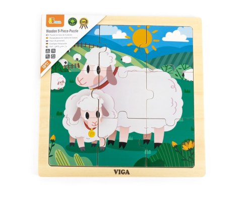 Viga 44622 Puzzle na podkładce 9 elementów - Owca Viga 44622 Puzzle na podkładce 9 elementów - Owca