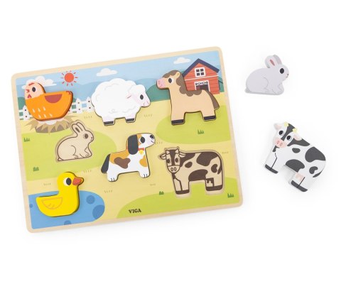 Viga 44702 Puzzle na podkładce 7 elementów- farma Viga 44702 Puzzle na podkładce 7 elementów- farma