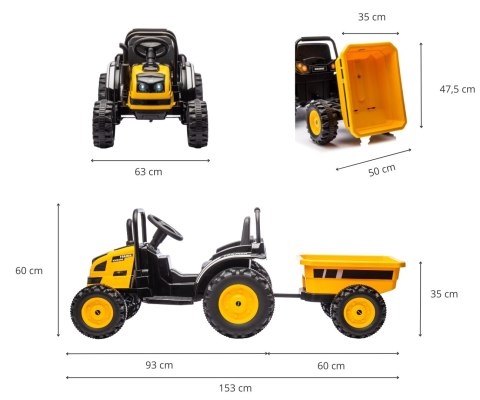 Milly Mally Pojazd na akumulator Traktor z przyczepą Farmer Yellow Milly Mally Pojazd na akumulator Traktor z przyczepą Farmer Yellow