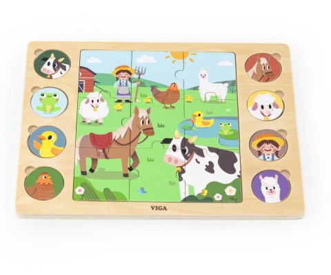 Viga 44741 Zestaw puzzli na podkładce - dopasuj cienie - farma Viga 44741 Zestaw puzzli na podkładce - dopasuj cienie - farma