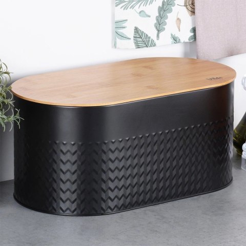 Chlebak na Pieczywo Chleb z Deską Czarny Metalowy VILDE 34 x 18,5 x 15,5 cm Chlebak na Pieczywo Chleb z Deską Czarny Metalowy VILDE 34 x 18,5 x 15,5 cm