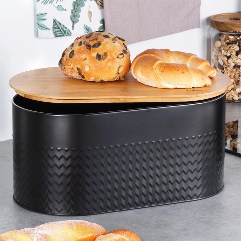 Chlebak na Pieczywo Chleb z Deską Czarny Metalowy VILDE 34 x 18,5 x 15,5 cm Chlebak na Pieczywo Chleb z Deską Czarny Metalowy VILDE 34 x 18,5 x 15,5 cm
