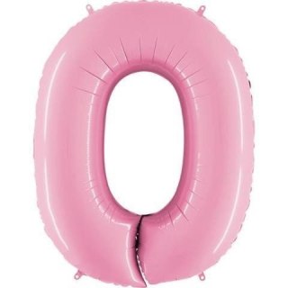 Balon Foliowy Cyfra 0, pudrowy róż, 102cm Grabo