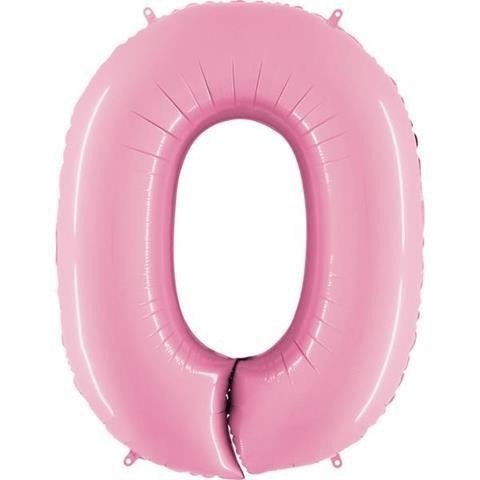 Balon Foliowy Cyfra 0, pudrowy róż, 102cm Grabo Balon Foliowy Cyfra 0, pudrowy róż, 102cm Grabo
