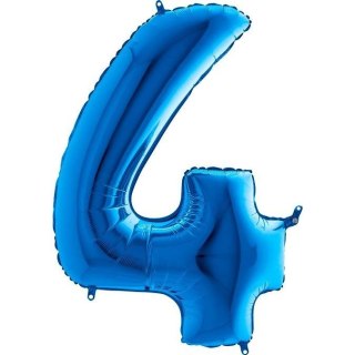 Balon Foliowy Cyfra 4 Niebieska - 102 cm Grabo