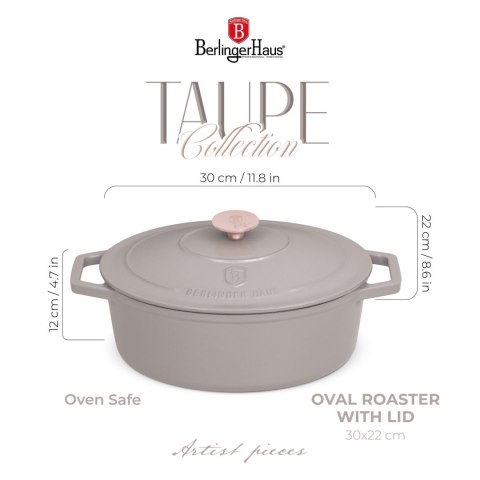 EMALIOWANA BRYTFANNA ŻELIWNA 4.65L 30CM BERLINGER HAUS STRONG MOLD TAUPE BH-6541