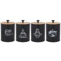 KOMPLET 4 POJEMNIKÓW KAWA HERBATA CUKIER SÓL 15X11CM BRUNBESTE BB-2687 (NAPISY PL)