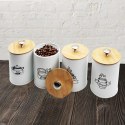 KOMPLET 4 POJEMNIKÓW KAWA HERBATA CUKIER SÓL 16X9,5CM BRUNBESTE BB-2674 (NAPISY ENG)