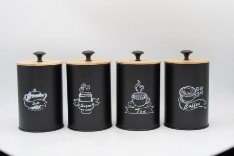 KOMPLET 4 POJEMNIKÓW KAWA HERBATA CUKIER SÓL 16X9,5CM BRUNBESTE BB-2675 (NAPISY ENG) KOMPLET 4 POJEMNIKÓW KAWA HERBATA CUKIER SÓL 16X9,5CM BRUNBESTE BB-2675 (NAPISY ENG)