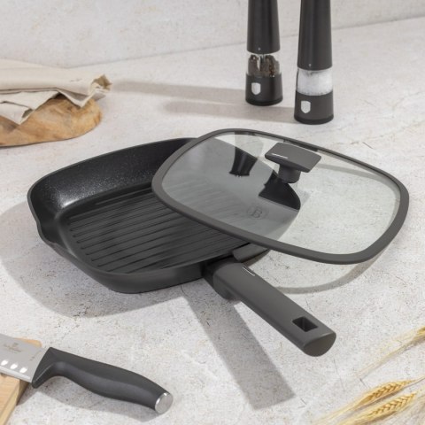 PATELNIA GRILLOWA TYTANOWA Z POKRYWKĄ 28CM BERLINGER HAUS ANTRACIT BH-8127 PATELNIA GRILLOWA TYTANOWA Z POKRYWKĄ 28CM BERLINGER HAUS ANTRACIT BH-8127