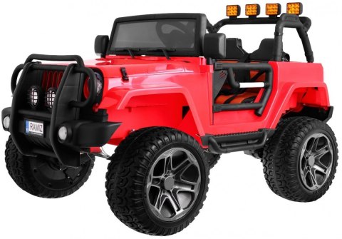 Auto terenowe typu jeep Monster 4x4 dla dzieci Czerwony + Pilot + Regulacja siedzenia + MP3 LED + Bagażnik + Plecak Auto terenowe typu jeep Monster 4x4 dla dzieci Czerwony + Pilot + Regulacja siedzenia + MP3 LED + Bagażnik + Plecak