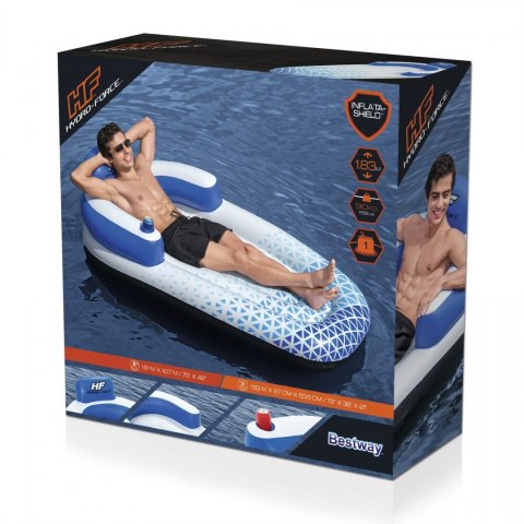 Dmuchany Materac do pływania Indigo Wave BESTWAY 183x97cm + Dmuchane oparcie + Miejsce na napoje Dmuchany Materac do pływania Indigo Wave BESTWAY 183x97cm + Dmuchane oparcie + Miejsce na napoje