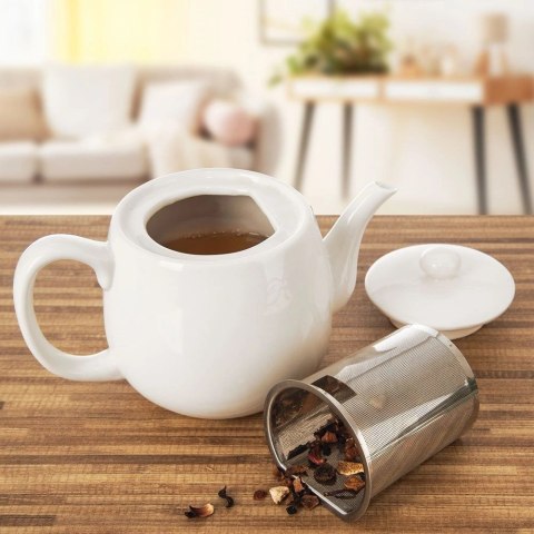 Dzbanek z zaparzaczem do herbaty porcelanowy biały MONA 700 ml Dzbanek z zaparzaczem do herbaty porcelanowy biały MONA 700 ml
