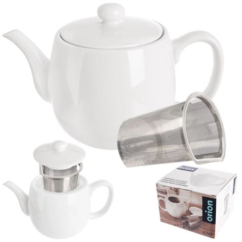 Dzbanek z zaparzaczem do herbaty porcelanowy biały MONA 700 ml Dzbanek z zaparzaczem do herbaty porcelanowy biały MONA 700 ml