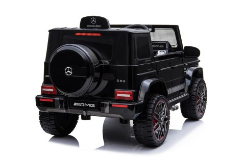 Mercedes AMG G63 dla dzieci Czarny + Pilot + MP3 LED + Wolny Start + EVA + Pasy Mercedes AMG G63 dla dzieci Czarny + Pilot + MP3 LED + Wolny Start + EVA + Pasy