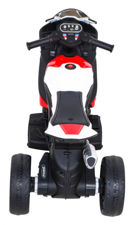 Motor BMW HP4 na akumulator dla dzieci Czerwony + 3 Koła + LED + MP3 USB + Ekoskóra Motor BMW HP4 na akumulator dla dzieci Czerwony + 3 Koła + LED + MP3 USB + Ekoskóra