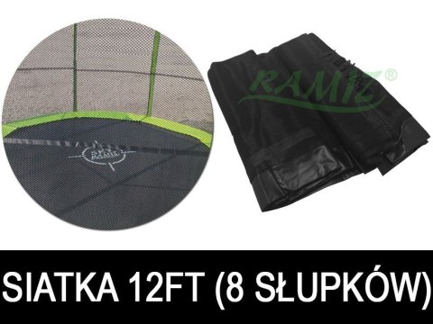 Siatka ochronna SkyRamiz Czarny do trampoliny ogrodowej 366cm/12FT 8 tuneli na słupki Siatka ochronna SkyRamiz Czarny do trampoliny ogrodowej 366cm/12FT 8 tuneli na słupki