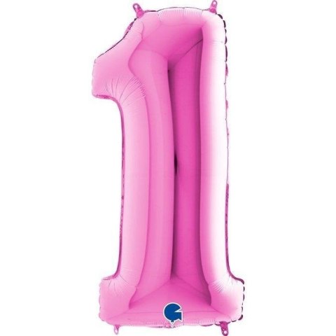 Balon Foliowy Cyfra 1 Różowa Fuksja - 102 cm Grabo Balon Foliowy Cyfra 1 Różowa Fuksja - 102 cm Grabo