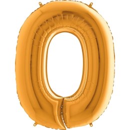 Balon foliowy Cyfra 0 Złota - 102 cm Grabo