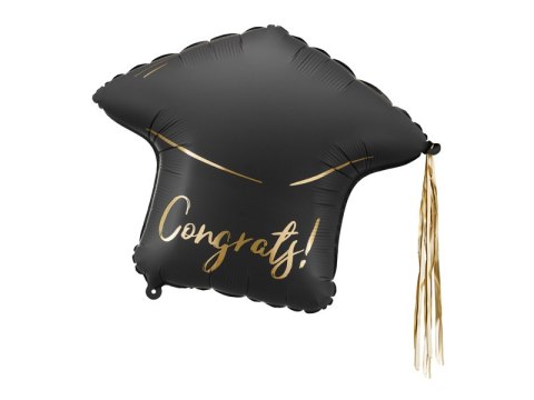 Balon foliowy Czapka "Congrats!", 60x55 cm, czarno-złoty Balon foliowy Czapka "Congrats!", 60x55 cm, czarno-złoty