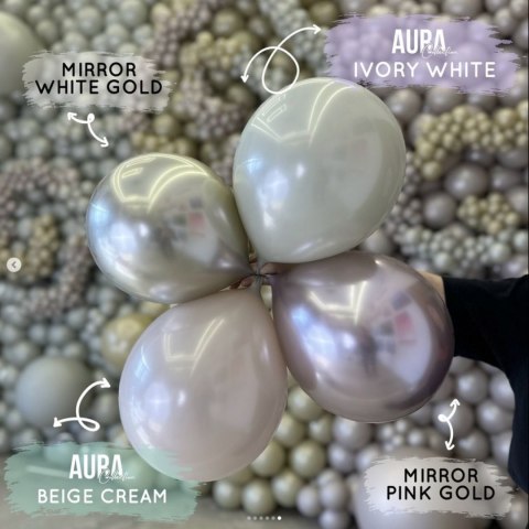 Balony lateksowe Kalisan AURA Ivory White, beżowe, kremowe, 30cm, 50szt. Balony lateksowe Kalisan AURA Ivory White, beżowe, kremowe, 30cm, 50szt.