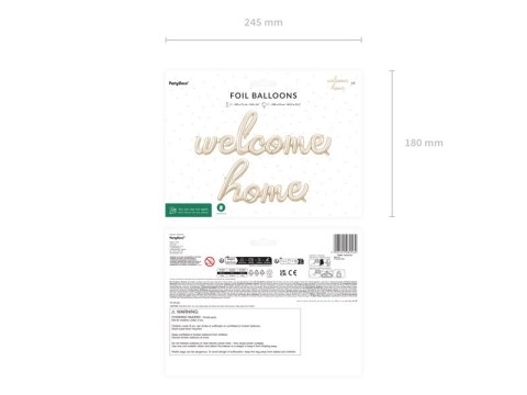 Balon foliowy napis "Welcome Home" - cappuccino, beżowy, 335x71 cm Balon foliowy napis "Welcome Home" - cappuccino, beżowy, 335x71 cm