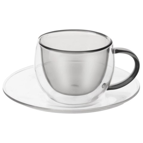 Filiżanki termiczne ze spodkiem z podwójną ścianką do kawy espresso DOUBLE 90 ml 2 szt. Filiżanki termiczne ze spodkiem z podwójną ścianką do kawy espresso DOUBLE 90 ml 2 szt.