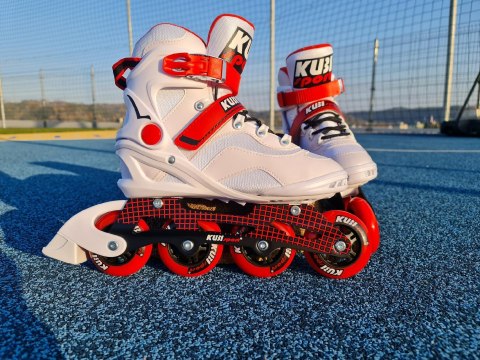 Rolki Damskie Męskie Białe Kauczukowe Solidne z Hamulcem KUBISPORT roz. 39