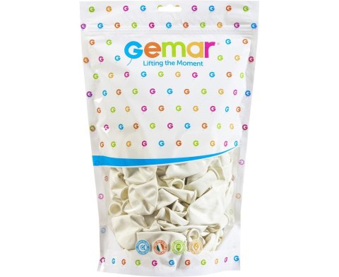 Balony lateksowe pastelowe, Gemar Białe White, 33cm, 50szt. Balony lateksowe pastelowe, Gemar Białe White, 33cm, 50szt.