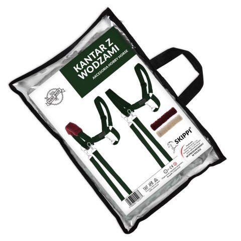 Skippi Kantar dla Hobby Horse - wodze, 2 wymienne futerka - ciemny zielony Skippi Kantar dla Hobby Horse - wodze, 2 wymienne futerka - ciemny zielony