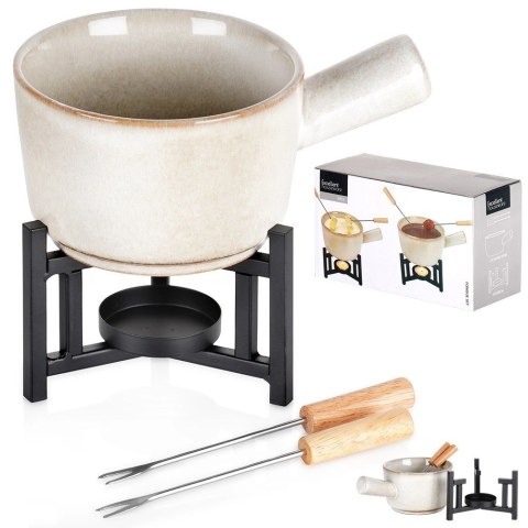 Garnek Kociołek do Fondue CzekoladowePorcelanowy EXCELLENT HOUSEWARE 4 el. Garnek Kociołek do Fondue CzekoladowePorcelanowy EXCELLENT HOUSEWARE 4 el.