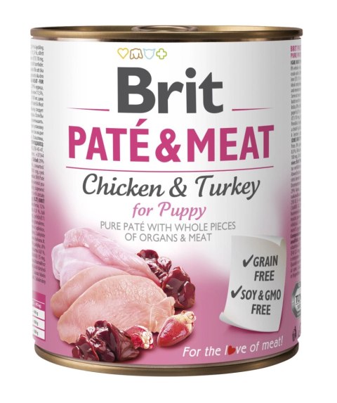 Brit Paté & Meat For Puppy Kurczak Z Indykiem 800g Brit Paté & Meat For Puppy Kurczak Z Indykiem 800g