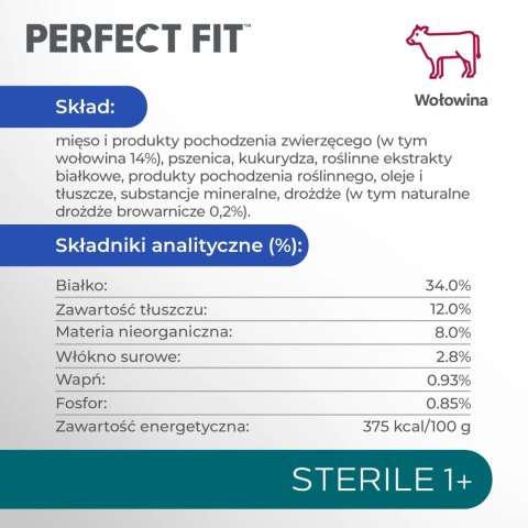 PERFECT FIT Sterile 1+ Z Wołowiną 750g PERFECT FIT Sterile 1+ Z Wołowiną 750g