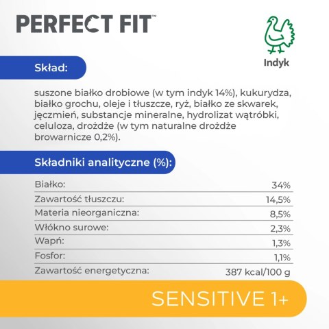 PERFECT FIT Sensitive 1+ Z Indykiem 7kg PERFECT FIT Sensitive 1+ Z Indykiem 7kg