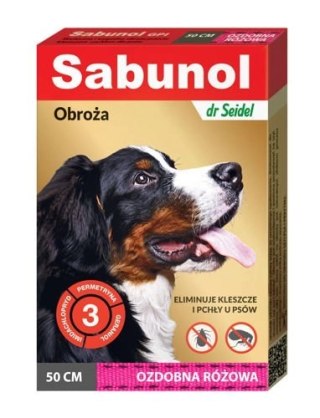 Laboratorium DermaPharm Sabunol Różowa Obroża Przeciw Pchłom I Kleszczom Dla Psa 50cm