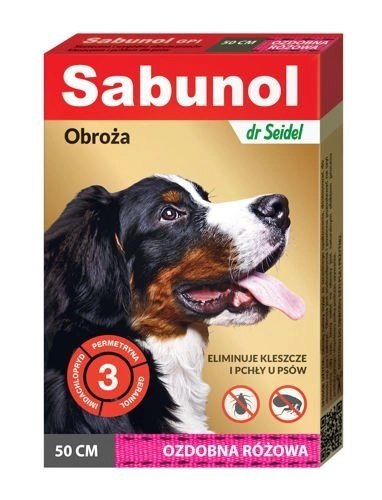 Laboratorium DermaPharm Sabunol Różowa Obroża Przeciw Pchłom I Kleszczom Dla Psa 50cm Laboratorium DermaPharm Sabunol Różowa Obroża Przeciw Pchłom I Kleszczom Dla Psa 50cm