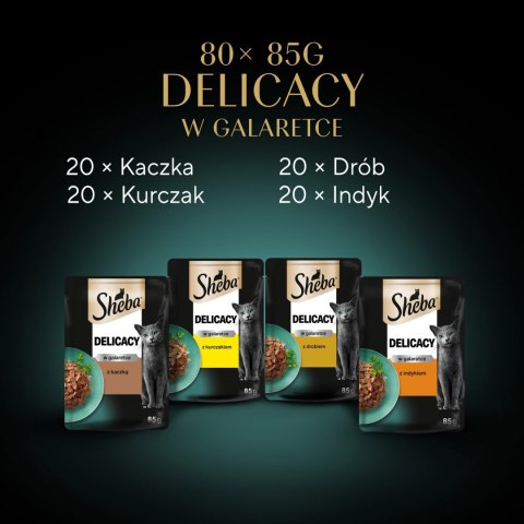 Sheba Delicacy Drobiowe Smaki W Galaretce, Z Kaczką, Z Kurczakiem, Z Drobiem, Z Indykiem 80x85g Sheba Delicacy Drobiowe Smaki W Galaretce, Z Kaczką, Z Kurczakiem, Z Drobiem, Z Indykiem 80x85g