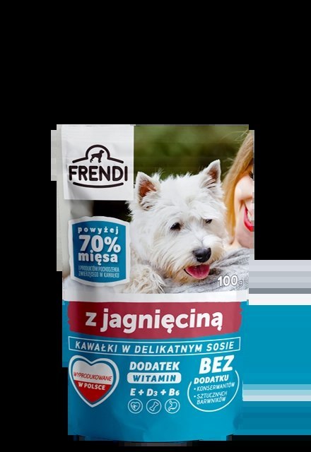 Frendi- Kawałki w delikatnym sosie z jagnięciną 100g. Frendi- Kawałki w delikatnym sosie z jagnięciną 100g.