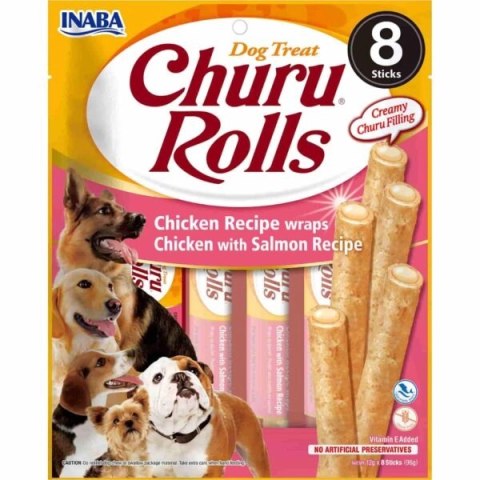 INABA Churu Rolls Dla Psa Kurczak z Łososiem 8x12g INABA Churu Rolls Dla Psa Kurczak z Łososiem 8x12g