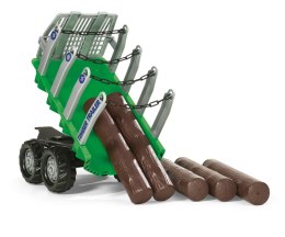 Rolly Toys 122158 Przyczepa Rolly-Timber Zielona do przewozu drzew, 2-osie