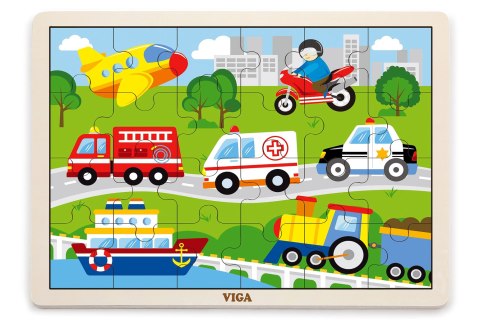 Viga 51462 Puzzle na podkładce 24 elementy - pojazdy w mieście Viga 51462 Puzzle na podkładce 24 elementy - pojazdy w mieście