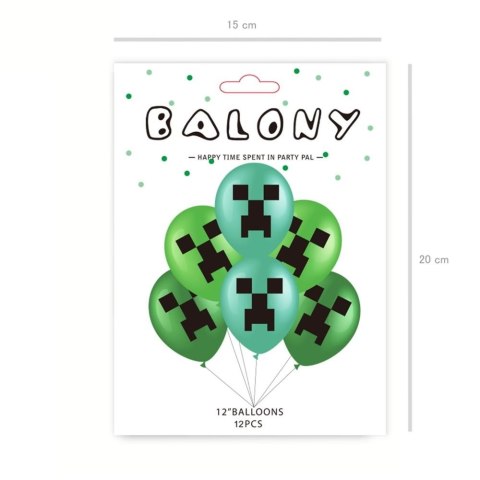 Zestaw Balonów zielonych Minecraft, 30cm, 12 szt. Zestaw Balonów zielonych Minecraft, 30cm, 12 szt.