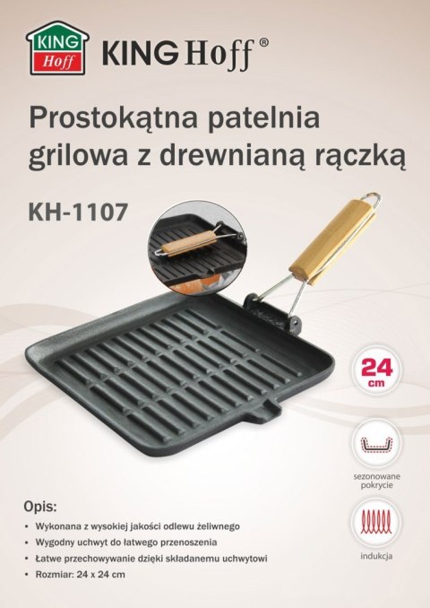 PATELNIA GRILL ŻELIWNA 24cm KiNGHOFF KH-1107 PATELNIA GRILL ŻELIWNA 24cm KiNGHOFF KH-1107
