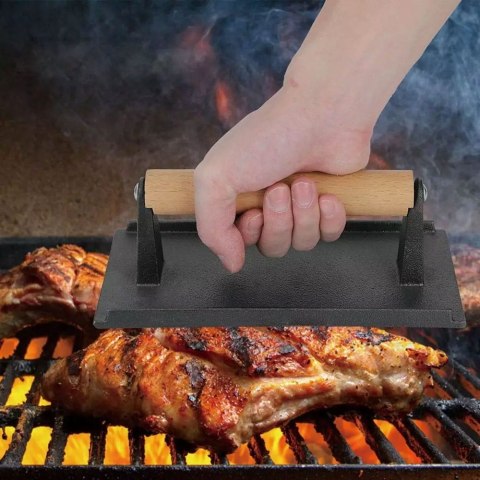 PRASKA ŻELIWNA DO MIĘSA BURGERÓW 21 X 10,8CM KINGHOFF KH-1758