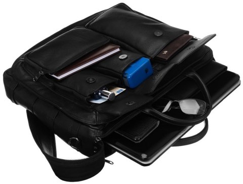 Elegancka skórzana torba na laptopa ze schowkami Elegancka skórzana torba na laptopa ze schowkami