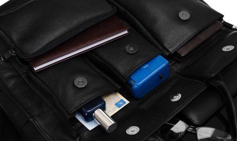Elegancka skórzana torba na laptopa ze schowkami Elegancka skórzana torba na laptopa ze schowkami