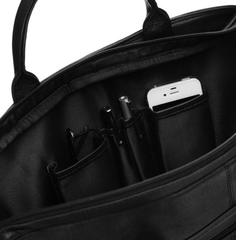 Elegancka skórzana torba na laptopa ze schowkami Elegancka skórzana torba na laptopa ze schowkami