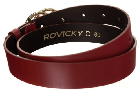 Gładki, skórzany pasek damski ze złotą, podwójną klamrą - Rovicky Gładki, skórzany pasek damski ze złotą, podwójną klamrą - Rovicky