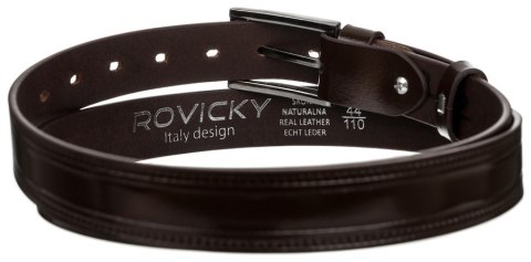 Zdobiony pasek męski z lakierowanej skóry naturalnej licowej - Rovicky Zdobiony pasek męski z lakierowanej skóry naturalnej licowej - Rovicky